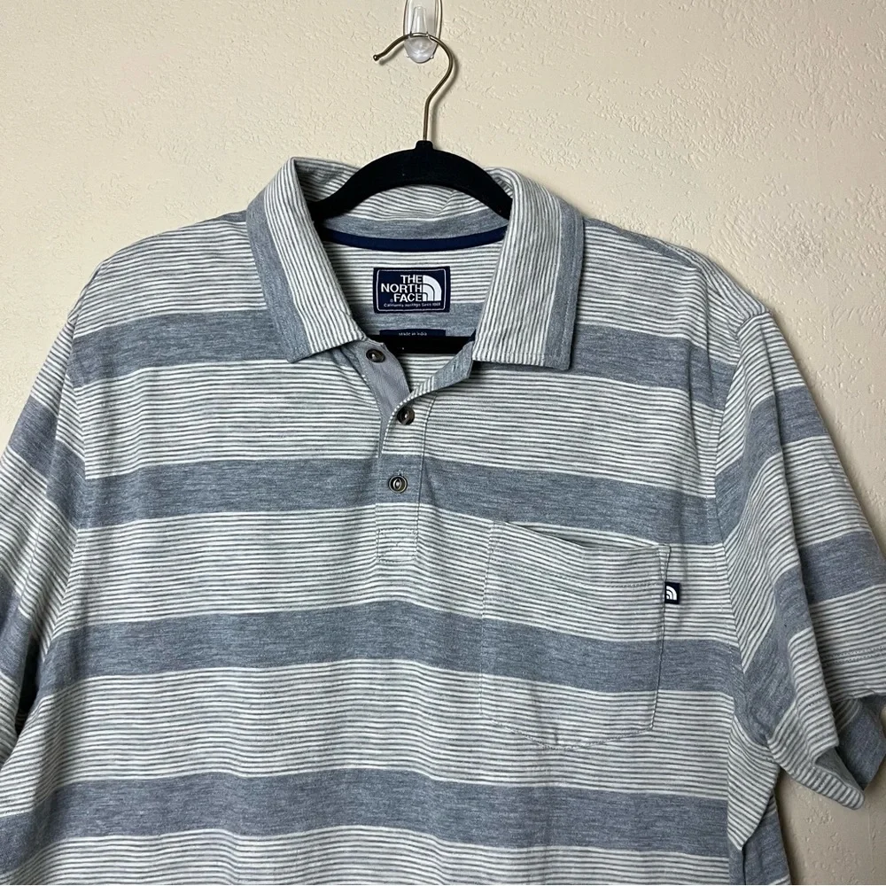 The North Face Lot Of 2 Polo Shirt Mens Large Striped Cotton Outdoors Size Large